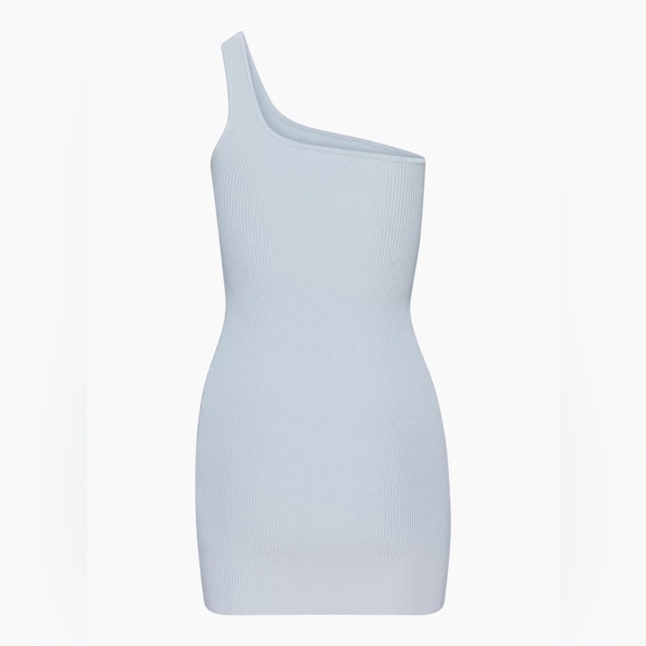 ARITZIA | Babaton Sculpt Knit One-Shoulder Dress in Cement Blue S - Picture 7 of 14